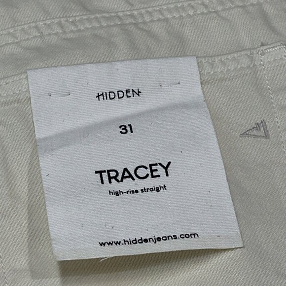 Hidden‎ Tracey Jeans Womens 31 Cream Tracey High Rise Straight Distressed Denim - Picture 4 of 11